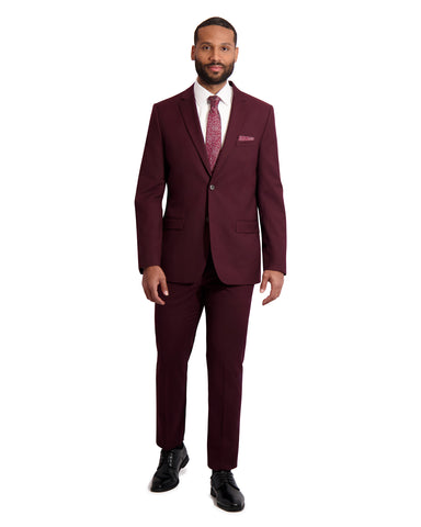 MENS "POWER STRETCH" SOLID SUIT SEPARATE - PANTS - BURGUNDY