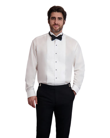 MENS SLIM FIT  1/4" PLEATED WING COLLAR SHIRT
